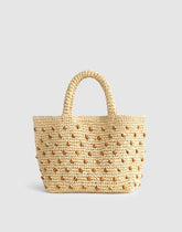 The Woven Mini Tote NATURAL BEADED MULTI