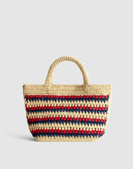 The Straw Mini Tote RED NAVY STRIPE