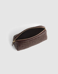 The Signature Woven Zip Pouch COFFEE BEAN