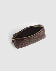The Signature Woven Zip Pouch COFFEE BEAN