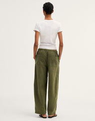 Pull-On Barrel-Leg Utility Pants in Airy Denim FADED IVY