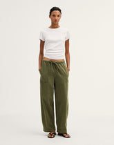 Pull-On Barrel-Leg Utility Pants in Airy Denim FADED IVY