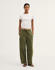 Pull-On Barrel-Leg Utility Pants in Airy Denim FADED IVY