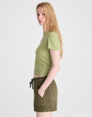 Pull-On Utility Shorts in Airy Denim FADED IVY