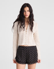 Lace-Trim Pull-On Shorts JET BLACK
