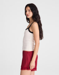 Lace-Trim Pull-On Shorts RED CURRANT