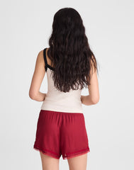 Lace-Trim Pull-On Shorts RED CURRANT