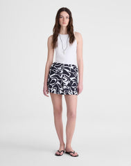 Pleated Mini Skirt in 100% Linen WHITE
