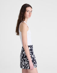 Pleated Mini Skirt in 100% Linen WHITE