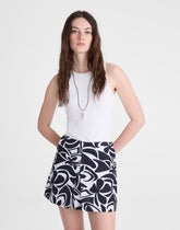 Pleated Mini Skirt in 100% Linen WHITE