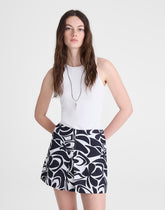 Pleated Mini Skirt in 100% Linen WHITE