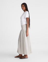 Sophia Midi Skirt in Seersucker BLACK VINTAGE IVORY YARNDYE