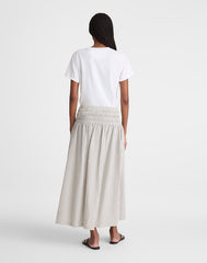 Sophia Midi Skirt in Seersucker BLACK VINTAGE IVORY YARNDYE