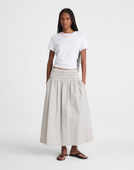 Sophia Midi Skirt in Seersucker BLACK VINTAGE IVORY YARNDYE