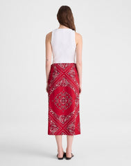 Midi Wrap Skirt in Poplin CHILI PEPPER