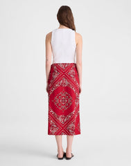 Midi Wrap Skirt in Poplin CHILI PEPPER