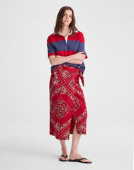 Midi Wrap Skirt in Poplin CHILI PEPPER