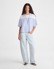 The Boxy Crop Tee in Allday Jersey RETRO BLUE