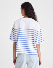 The Boxy Crop Tee in Allday Jersey RETRO BLUE