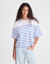 The Boxy Crop Tee in Allday Jersey RETRO BLUE