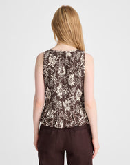 Side-Tie Smocked Tank DARK BROWN