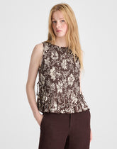 Side-Tie Smocked Tank DARK BROWN