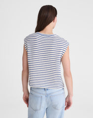 Textured-Knit Boxy Muscle Tee TUCK STITCH STRIPE