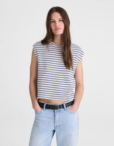 Textured-Knit Boxy Muscle Tee TUCK STITCH STRIPE