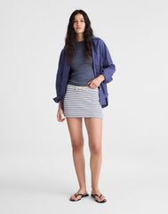 Textured-Knit Drawstring Mini Skirt TUCK STITCH STRIPE