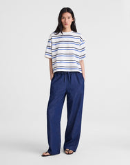 The Easy Crewneck Short-Sleeve Tee VARIEGATED SLUB STRIPE