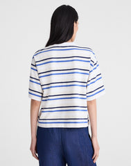 The Easy Crewneck Short-Sleeve Tee VARIEGATED SLUB STRIPE