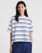 The Easy Crewneck Short-Sleeve Tee VARIEGATED SLUB STRIPE