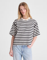 The Boxy Crop Tee in Allday Jersey BLACK TO WHITE STRIPE