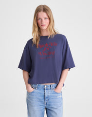 The Boxy Crop Tee in Vintage Jersey PETROL NAVY