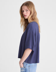 The Boxy Crop Tee in Vintage Jersey PETROL NAVY