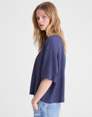 The Boxy Crop Tee in Vintage Jersey PETROL NAVY