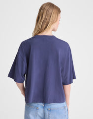 The Boxy Crop Tee in Vintage Jersey PETROL NAVY