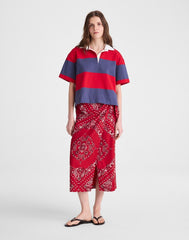 Boxy Rugby Polo VARSITY RED AND NAVY STRIPE