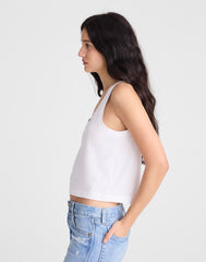 The Easy Crop Scoopneck Tank in Soft Slub WHITE
