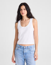 The Easy Crop Scoopneck Tank in Soft Slub WHITE
