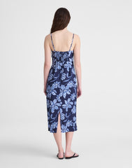 Ruched Squareneck Sleeveless Midi Dress CLASSIC INDIGO
