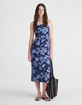 Ruched Squareneck Sleeveless Midi Dress CLASSIC INDIGO