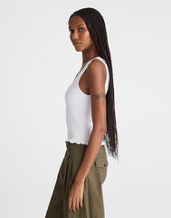 Smocked Scoopneck Tank WHITE