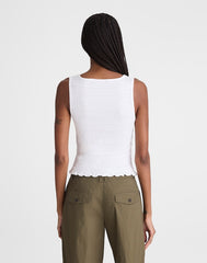 Smocked Scoopneck Tank WHITE