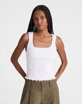 Smocked Scoopneck Tank WHITE