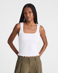 Smocked Scoopneck Tank WHITE