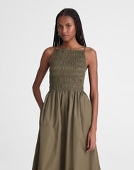 Smocked High-Neck Midi Dress FADED IVY