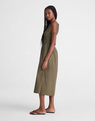 Smocked High-Neck Midi Dress FADED IVY