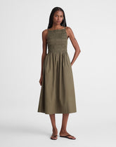 Smocked High-Neck Midi Dress FADED IVY