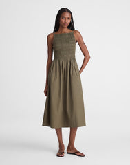Smocked High-Neck Midi Dress FADED IVY